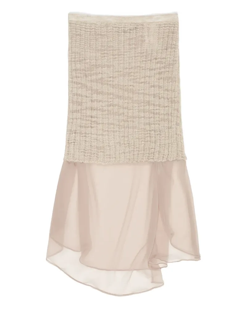 BIMBA Y LOLA Gestrickter Midirock mit Overlay - Nude Nude