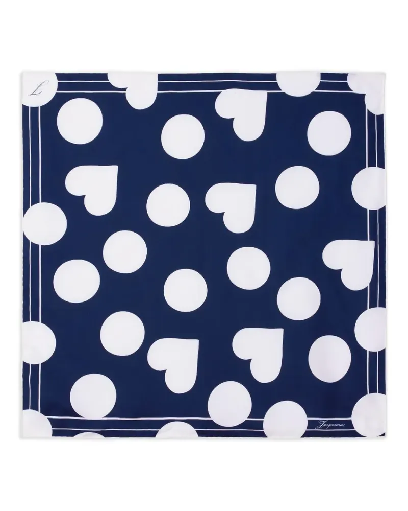 Jacquemus polka-dot heart-print scarf - Blau Blau