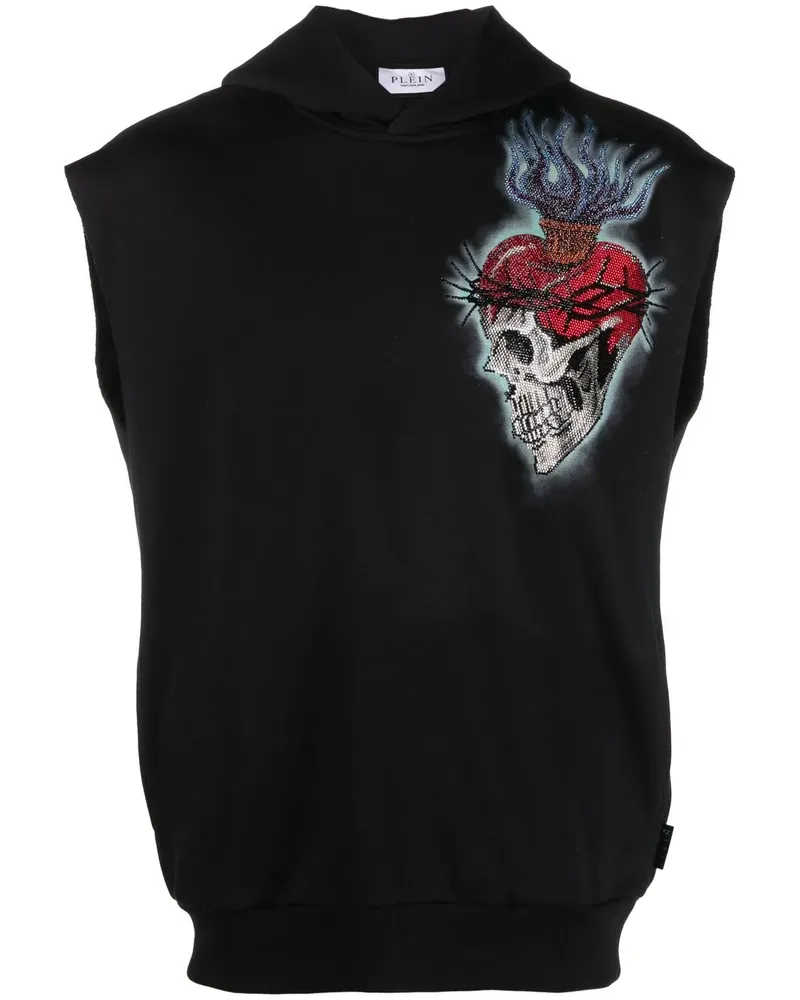 Philipp Plein Ärmelloser Hoodie mit Love Tattoo-Print - Schwarz Schwarz