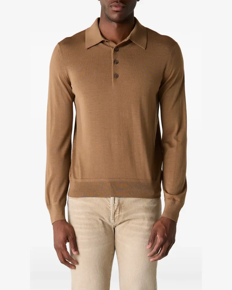 Tom Ford Langärmeliges Poloshirt - Braun Braun