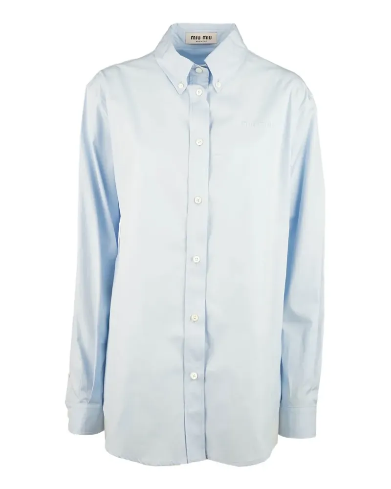Miu Miu logo-embroidered button-down shirt - Blau Blau