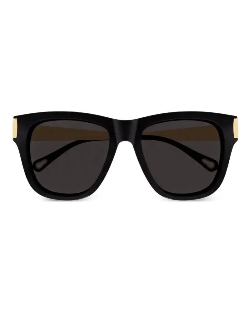 Chloé Eckige Sonnenbrille mit Logo-Gravur - Schwarz Schwarz