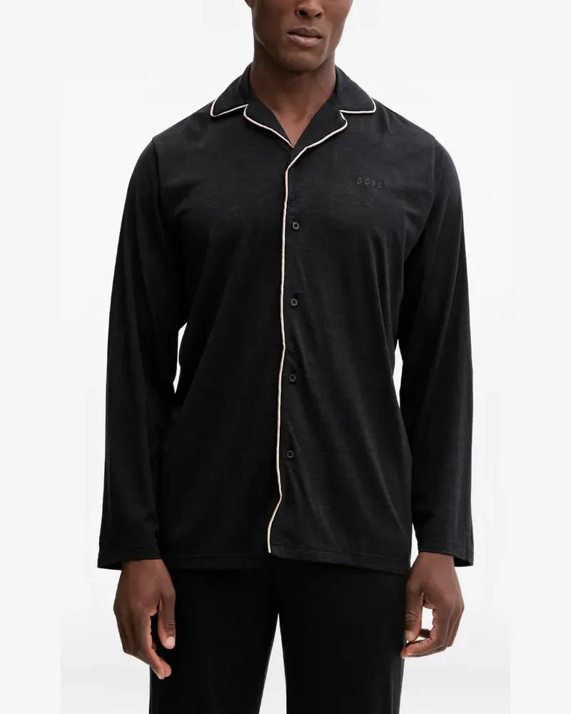 HUGO BOSS Pyjama mit Merinoknöpfen - Schwarz Schwarz