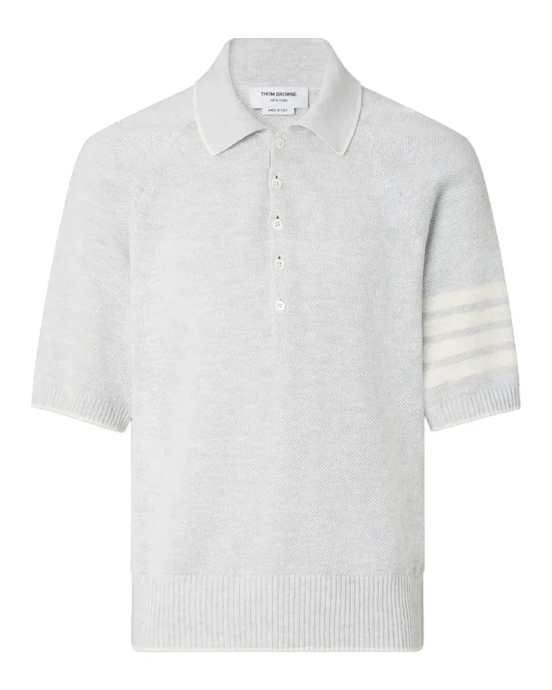 Thom Browne 4-Bar Poloshirt aus Leinen und Baumwolle - Grau Grau