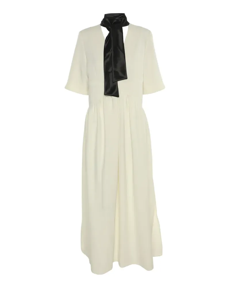 Victoria Beckham tie-neck crepe maxi dress - Nude Nude