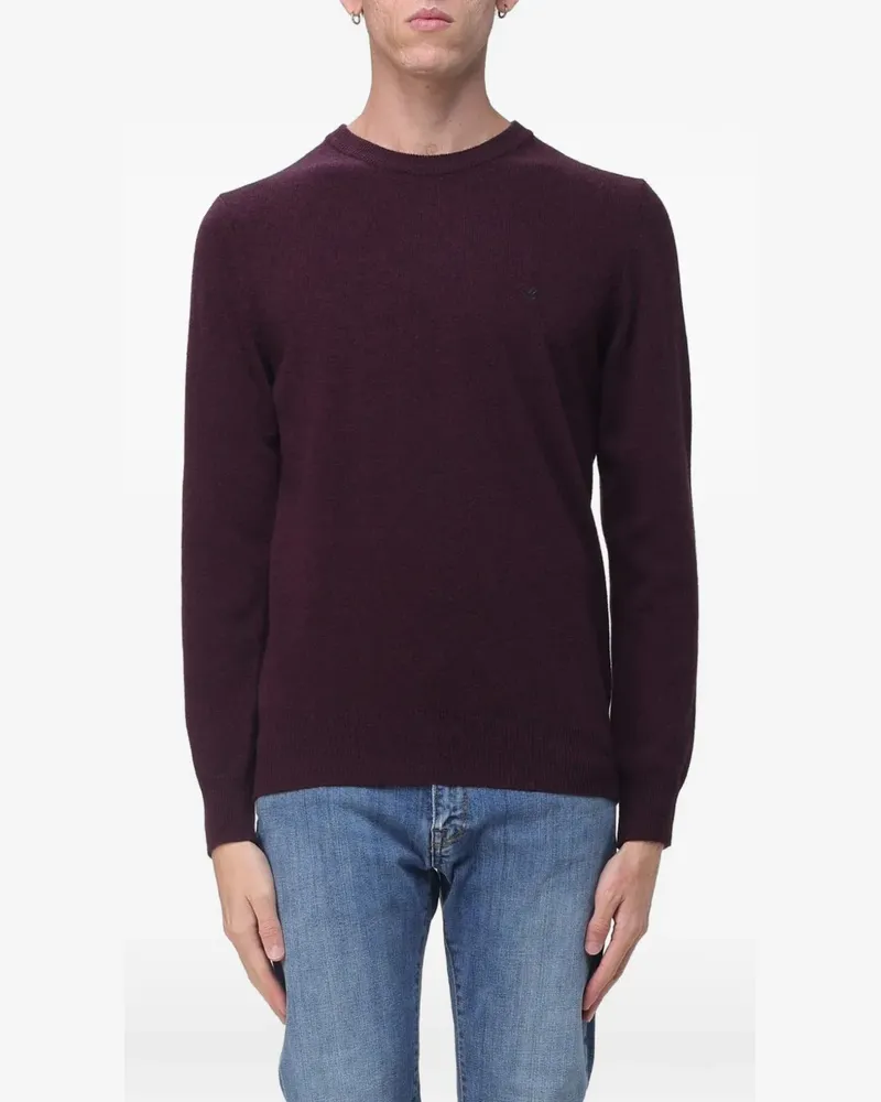Brooksfield logo-embroidery crewneck wool sweater - Braun Braun