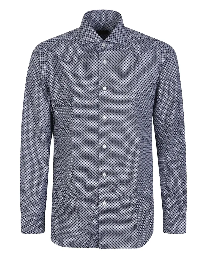 BARBA Hemd mit geometrischem Print - Blau Blau