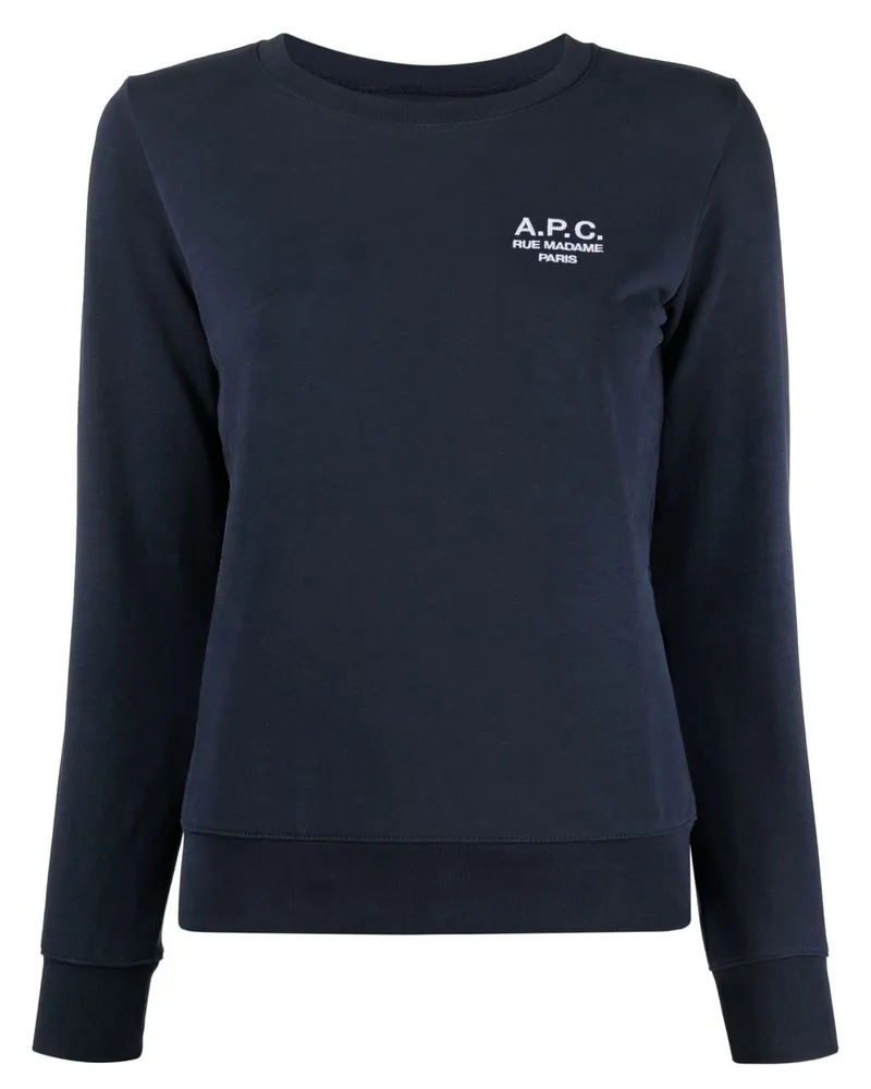 A.P.C. Sweatshirt mit Logo-Stickerei Blau