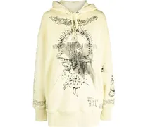 Oversized-Hoodie mit Print - Gelb