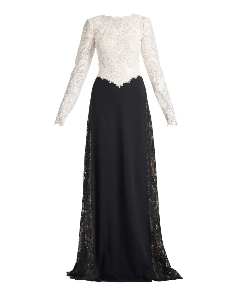 Tadashi Shoji Vianne lace-panelled long-sleeve maxi dress - Schwarz Schwarz