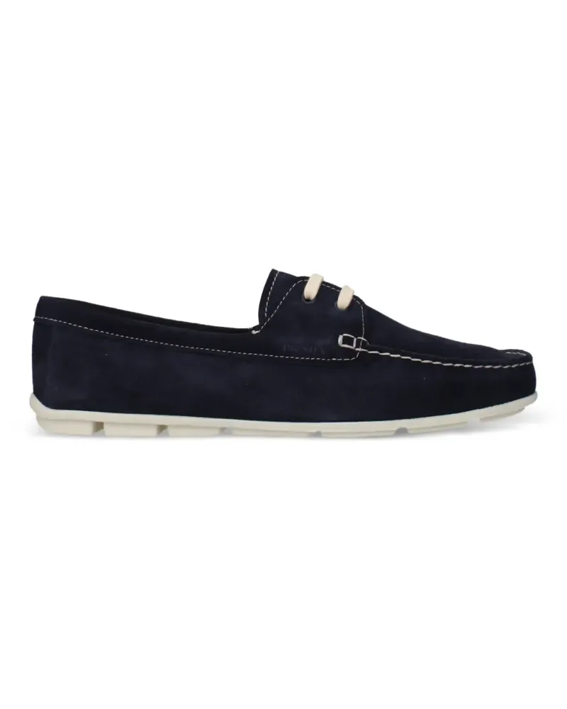 Prada lace-up suede boat shoes - Blau Blau