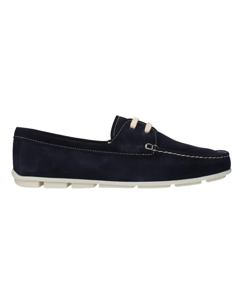 Prada lace-up suede boat shoes - Blau Blau