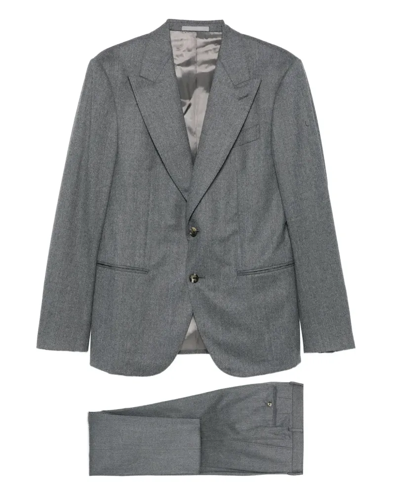 Caruso herringbone-pattern suit trousers - Grau Grau