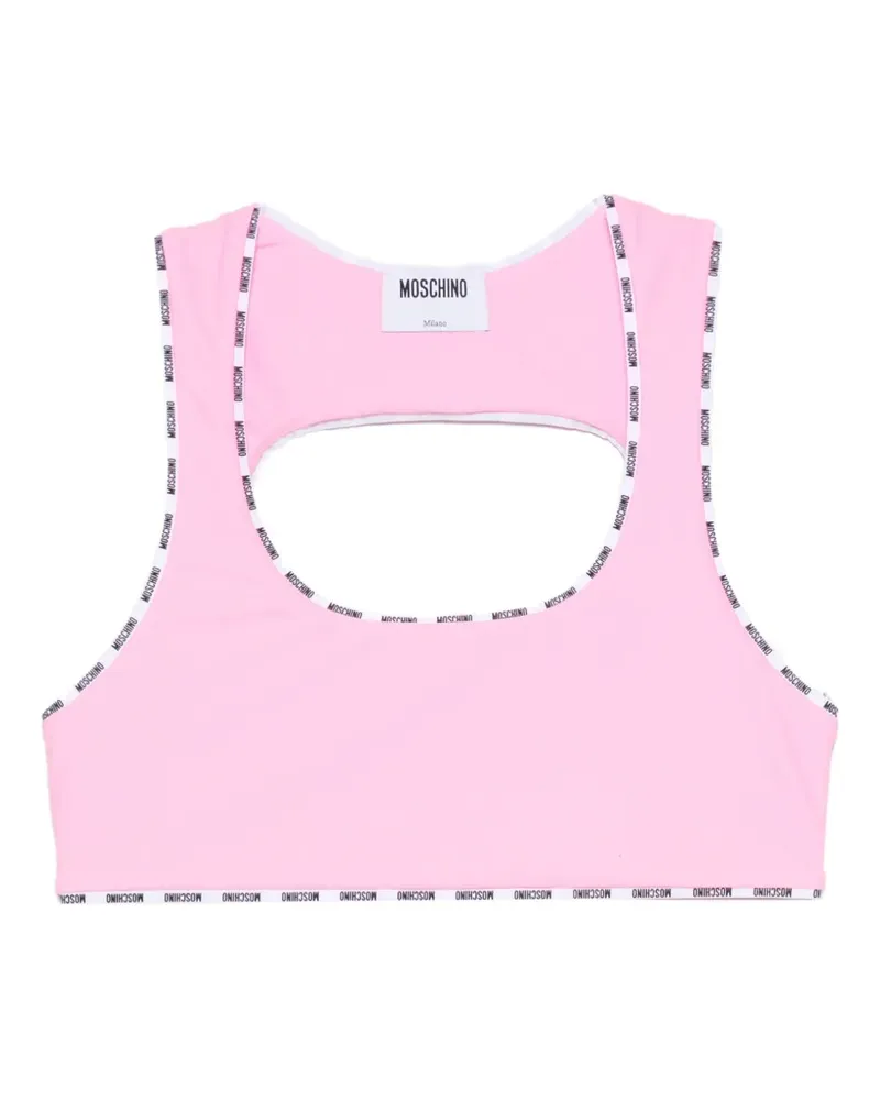 Moschino logo-tape cut-out bra - Rosa Rosa