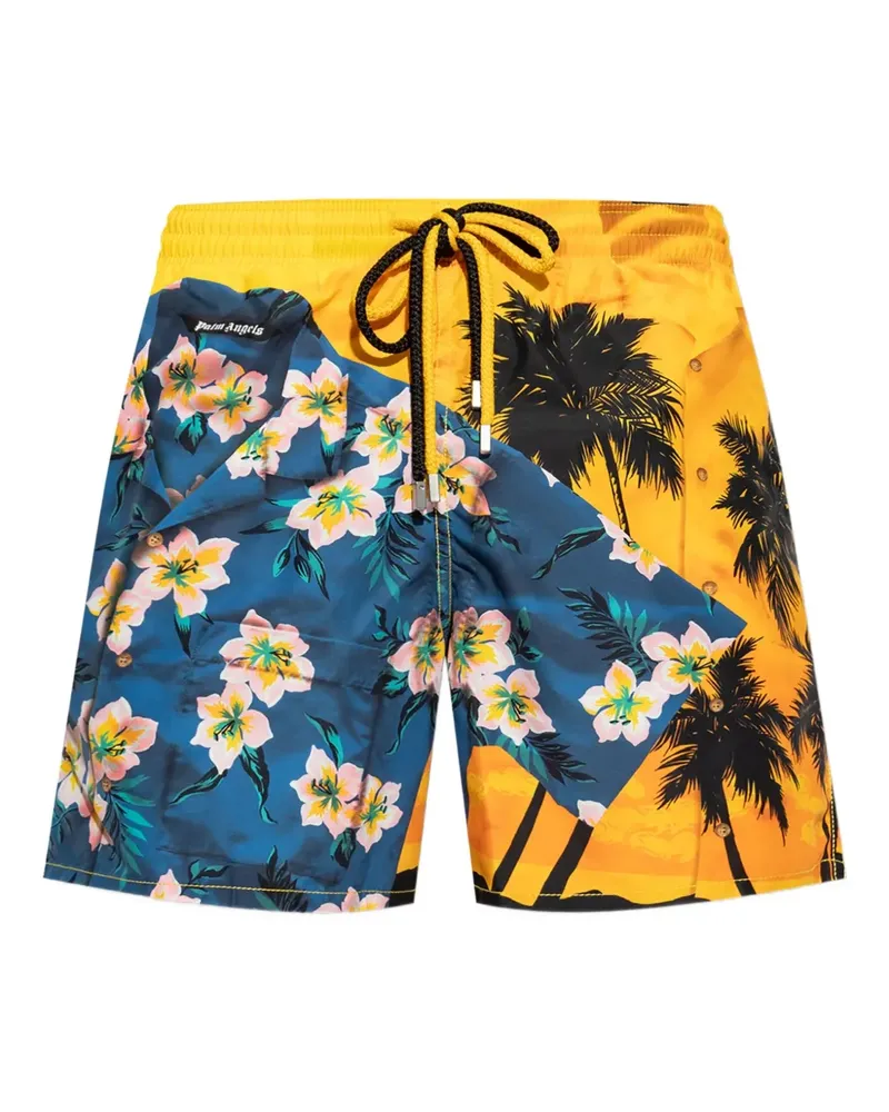 Palm Angels Badeshorts mit Palmen-Print - Blau Blau