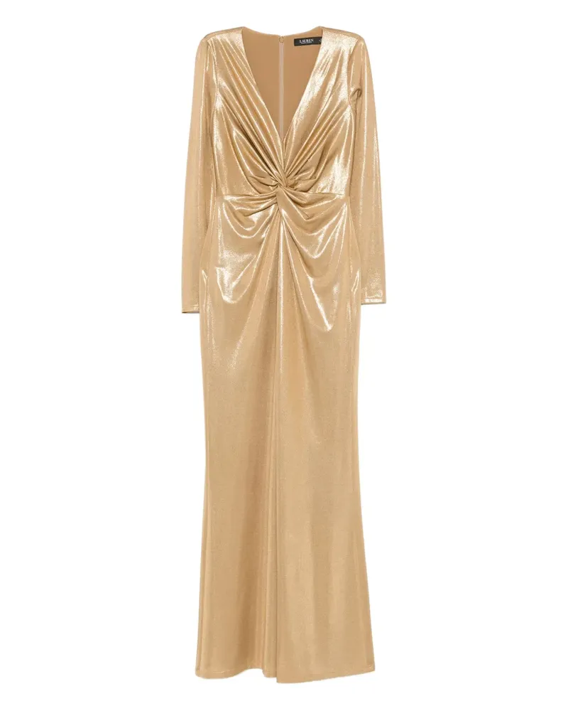 Ralph Lauren knot-detail long-sleeve dress - Gold Gold