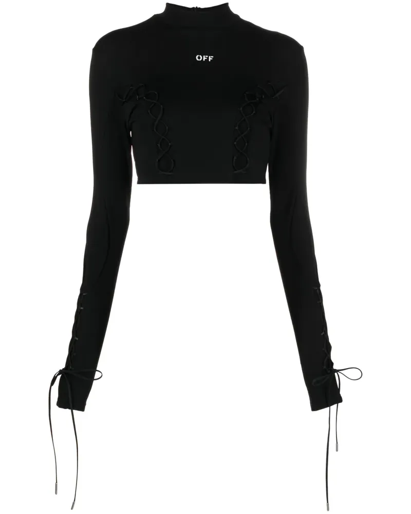 OFF-WHITE Cropped-Top mit Schnürung - Schwarz Schwarz