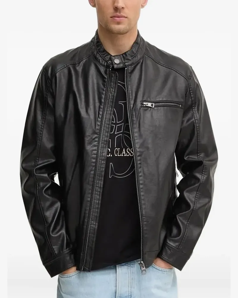 Guess Bikerjacke mit Reißverschluss - Schwarz Schwarz