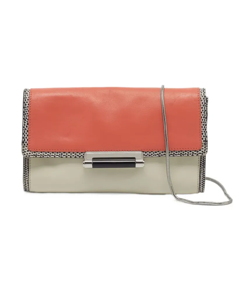 Diane von Furstenberg small lizard-embossed chain clutch bag - Orange Orange