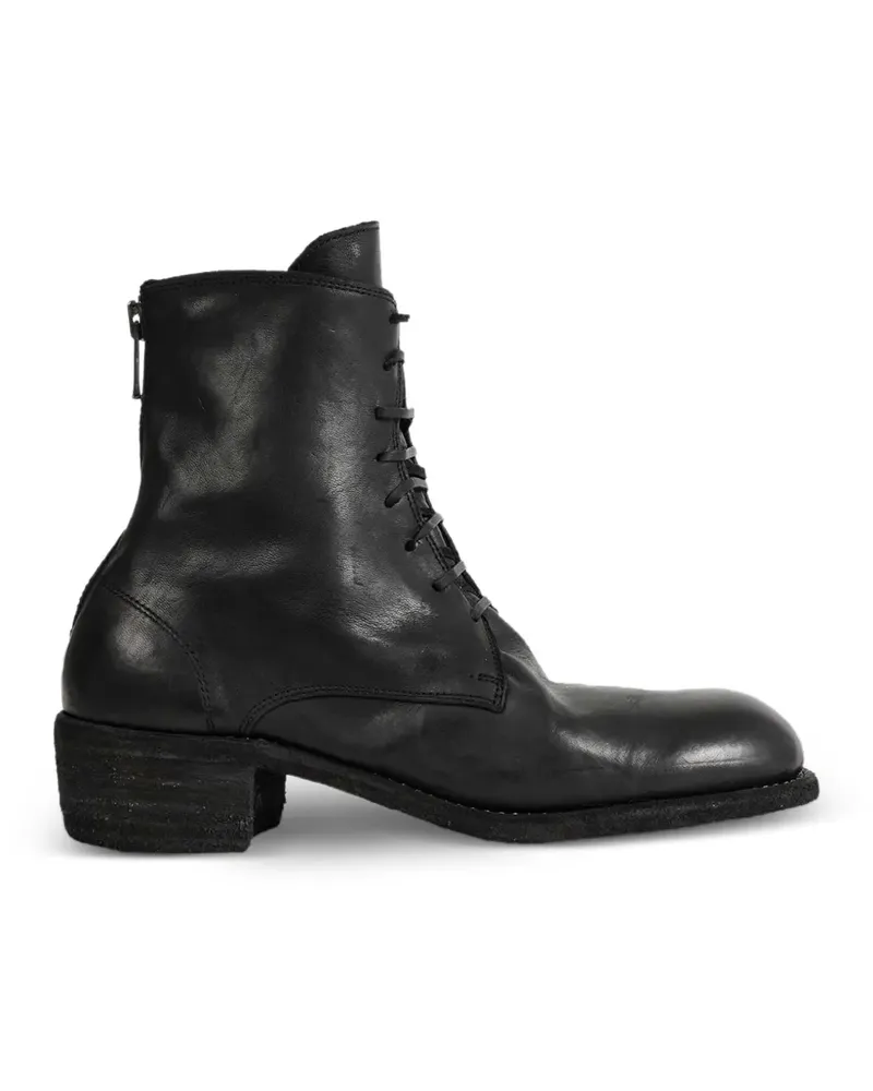 GUIDI lace-up leather ankle boots - Schwarz Schwarz