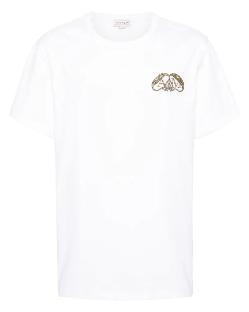 Alexander McQueen Half Seal T-Shirt mit Logo Weiß