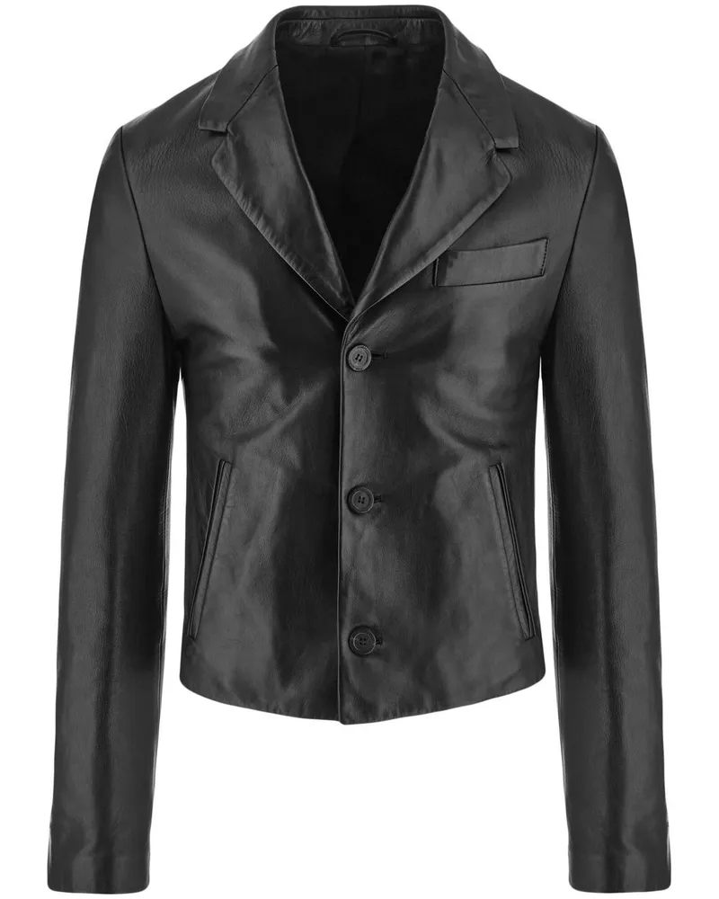 Ferragamo Schmales Sakko aus Leder - Schwarz Schwarz