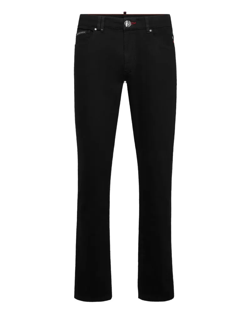 Philipp Plein Gerade Jeans mit Logo-Schild - Schwarz Schwarz