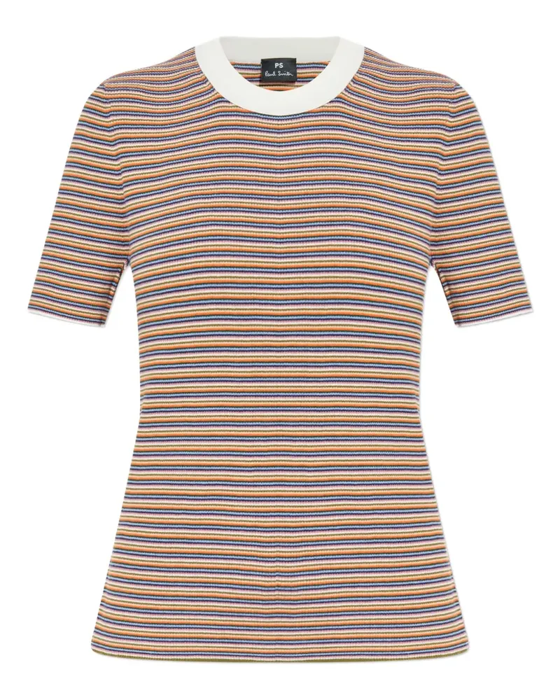 Paul Smith Gestricktes T-Shirt mit Streifen - Rosa Rosa