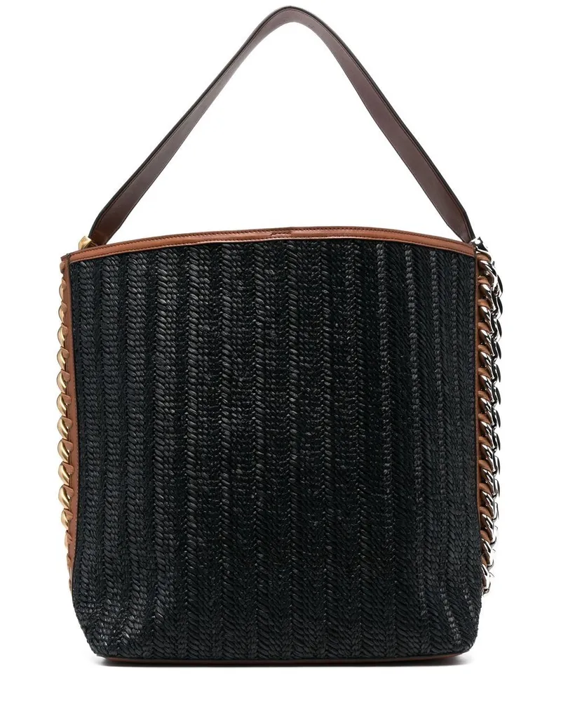 Stella McCartney Handtasche aus gewebtem Bast Schwarz