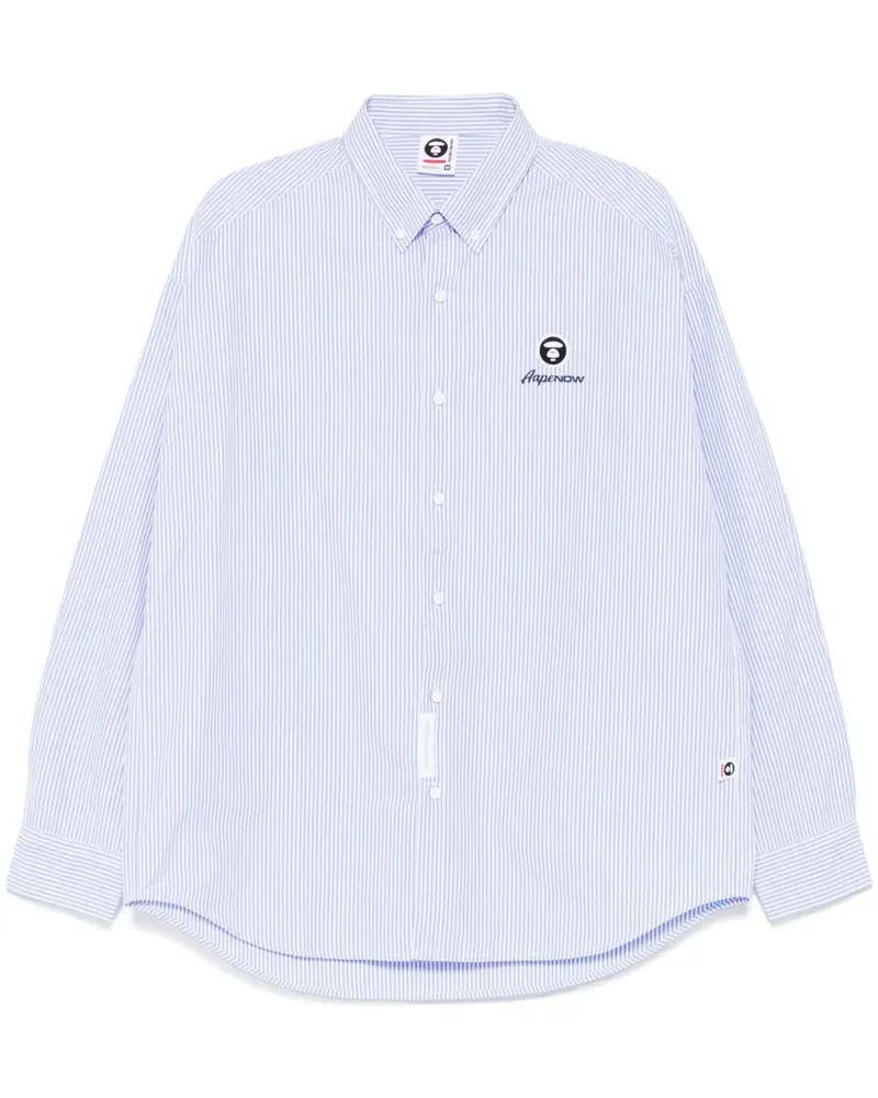 BAPE Kariertes AAPENOW Hemd mit Moonface-Logo - Blau Blau