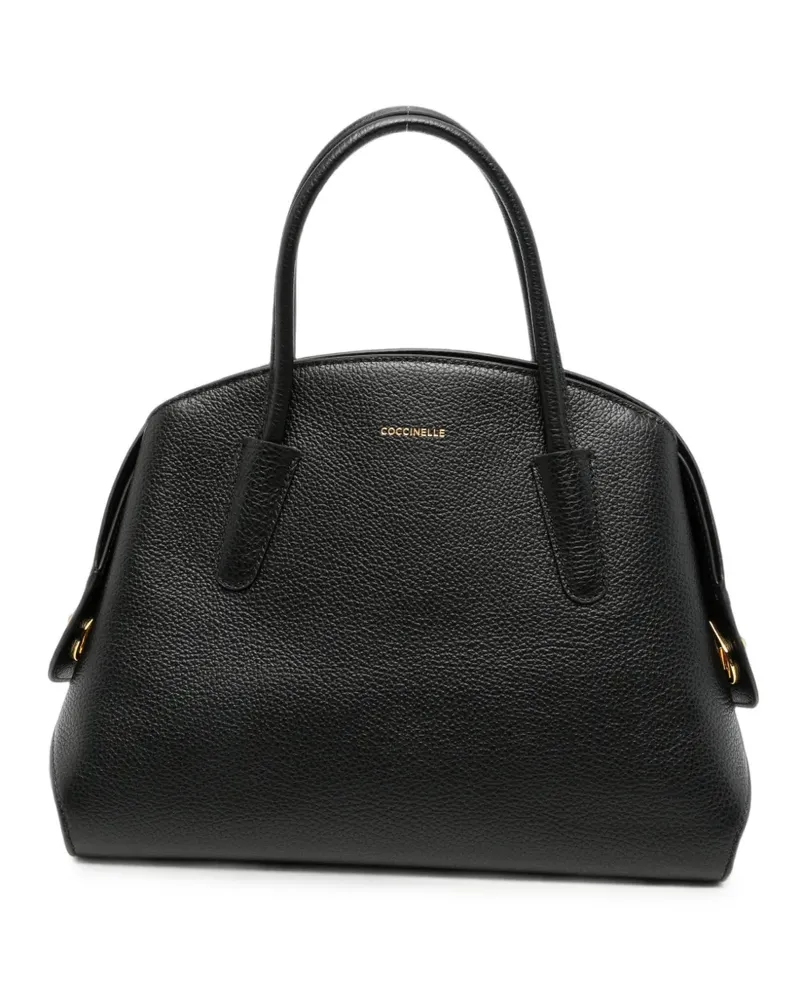 Coccinelle Tylde grained leather tote bag - Schwarz Schwarz