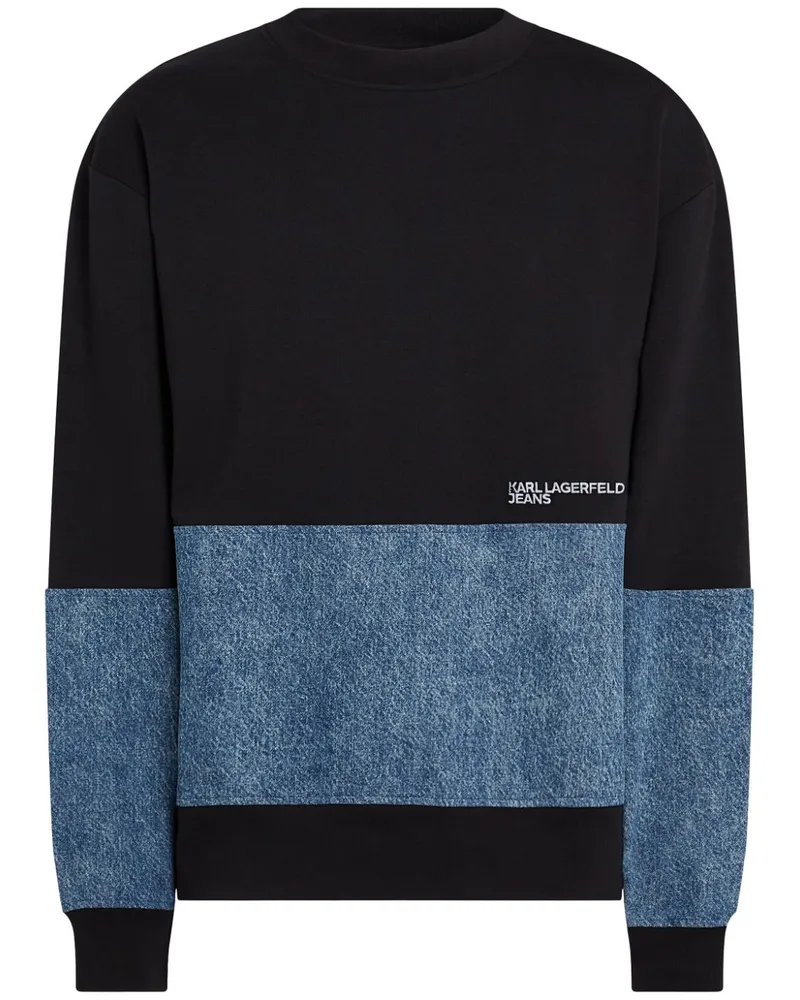 Karl Lagerfeld Sweatshirt mit Jeanseinsätzen - Schwarz Schwarz