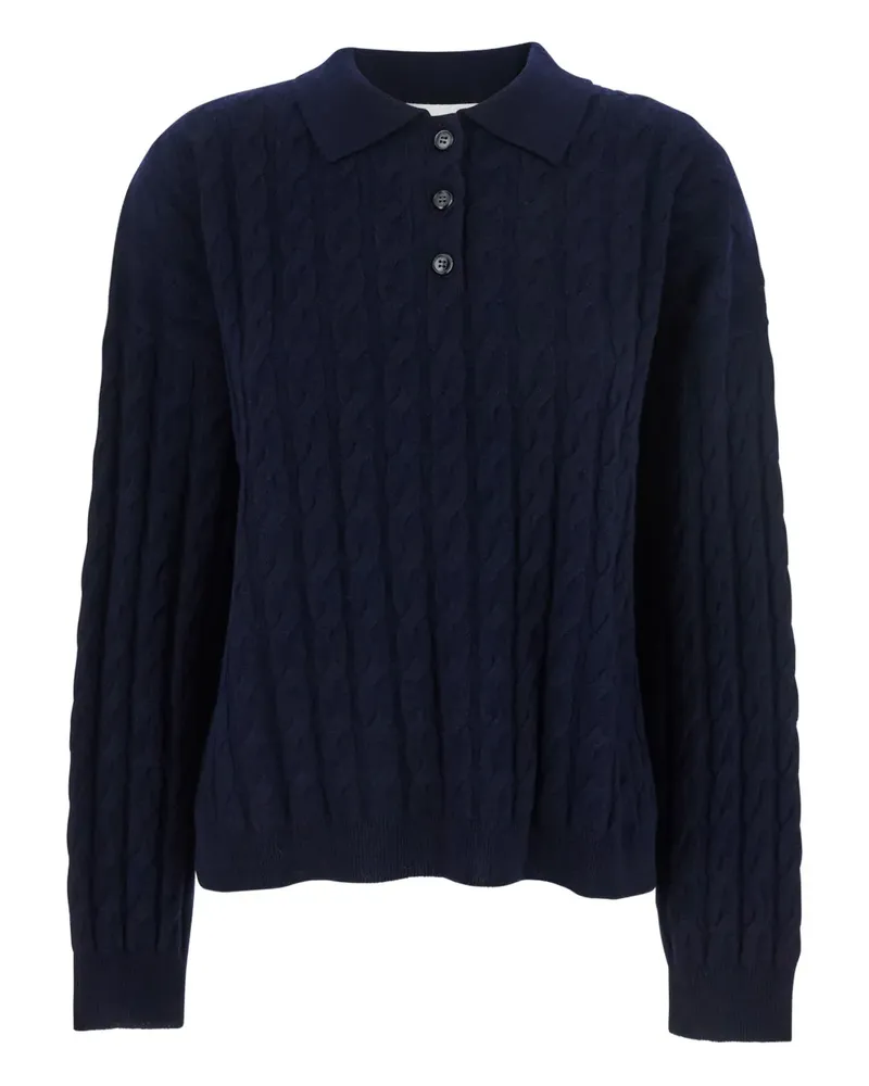 Lisa Yang Magnolie cable-knit polo sweater - Blau Blau