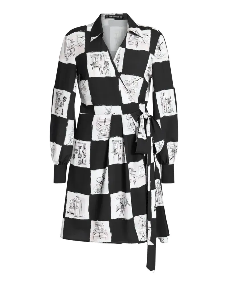 Karl Lagerfeld Gewickeltes Minikleid mit Print - Schwarz Schwarz