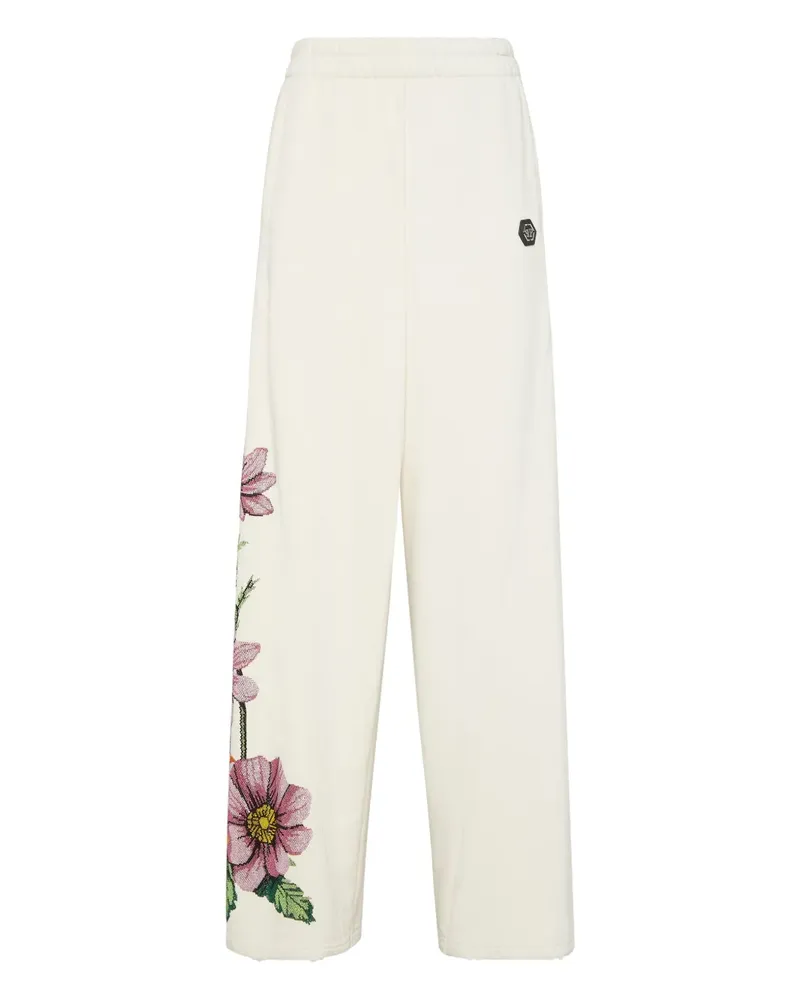 Philipp Plein Hose mit Blumenstickerei - Nude Nude