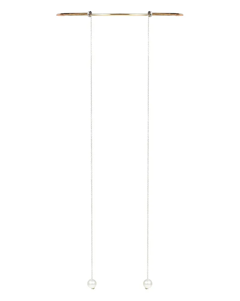 Delfina Delettrez 18K yellow gold rigid chain pearl necklace Gold