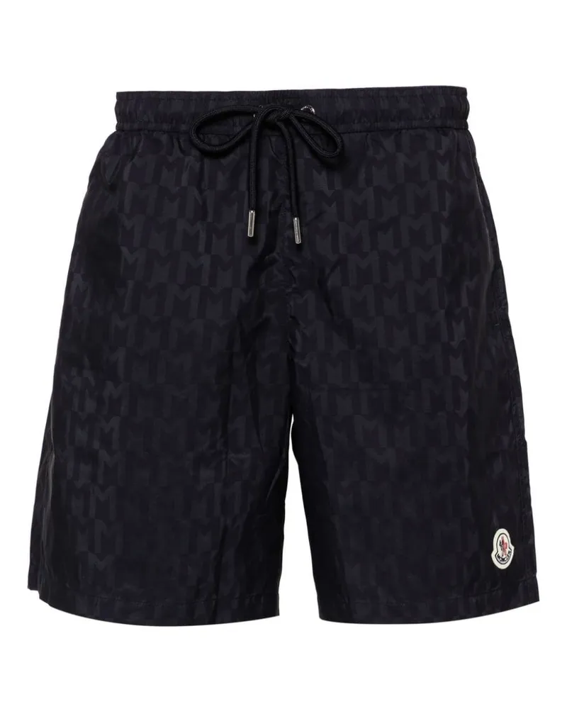 Moncler Kordelzug-Badeshorts mit Monogramm-Print - Blau Blau