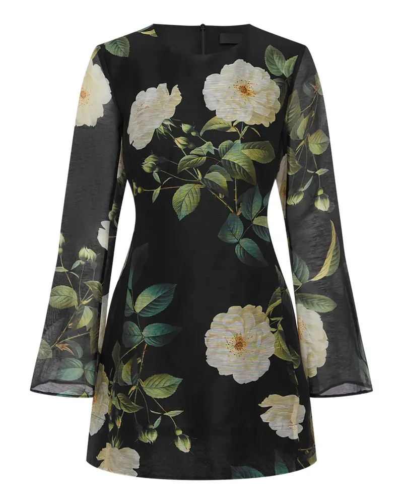 LEO LIN Minikleid mit Blumen-Print - Schwarz Schwarz