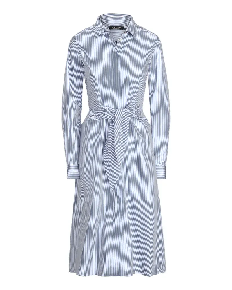 Ralph Lauren tie-fastening striped-pattern mid shirt dress - Blau Blau