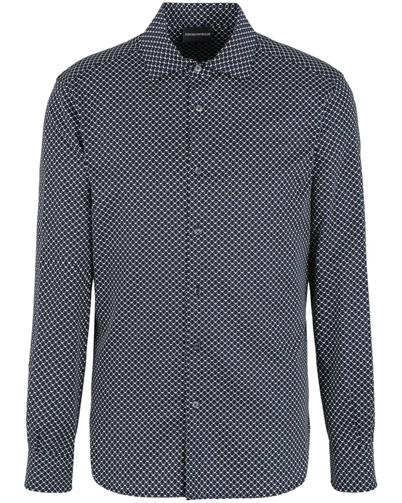 Emporio Armani Hemd mit Logo-Print - Schwarz Schwarz