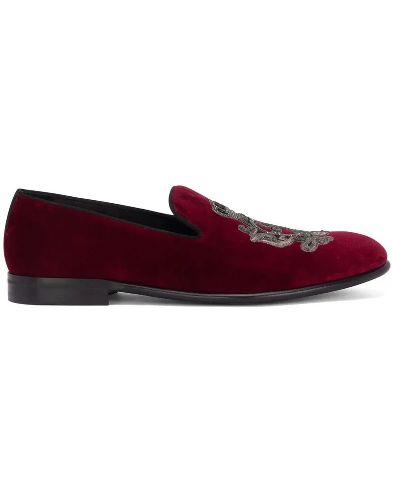 Dolce & Gabbana Bestickte Slipper in Samtoptik - Rot Rot