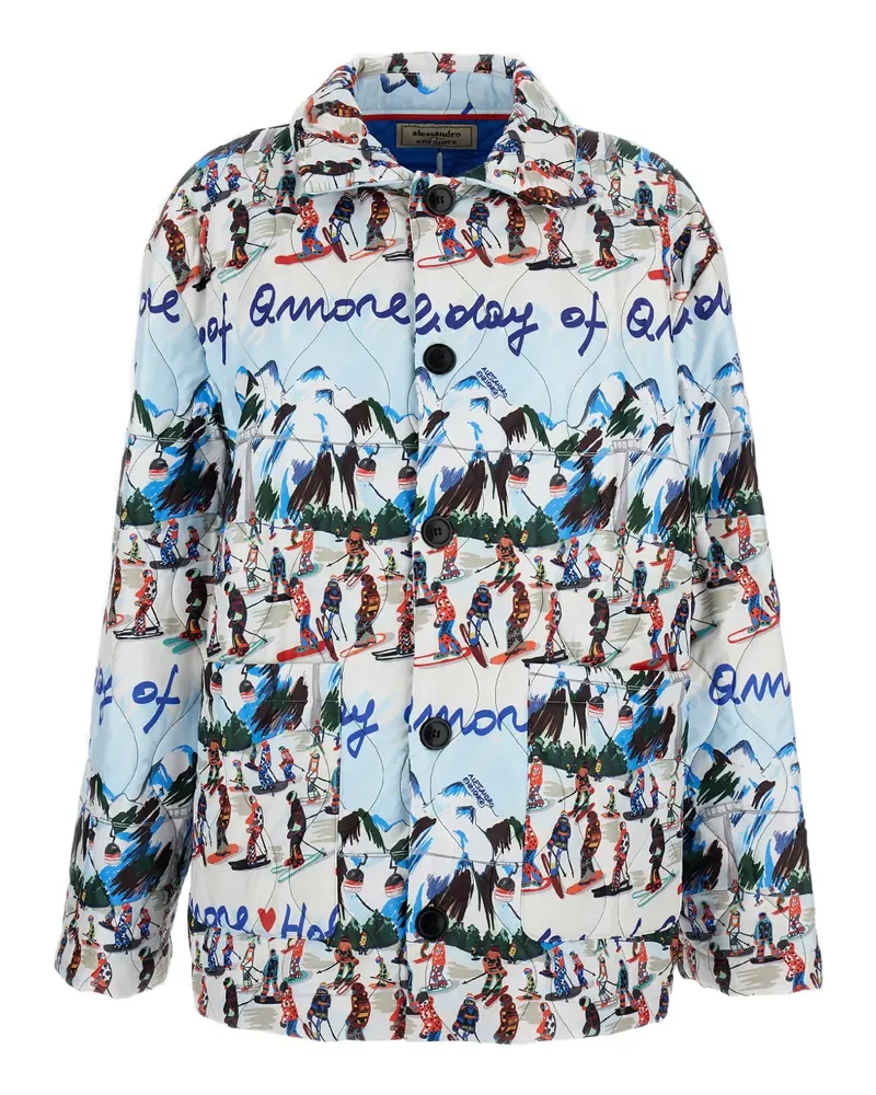 Alessandro Enriquez Jacke mit Print - Weiß Weiß