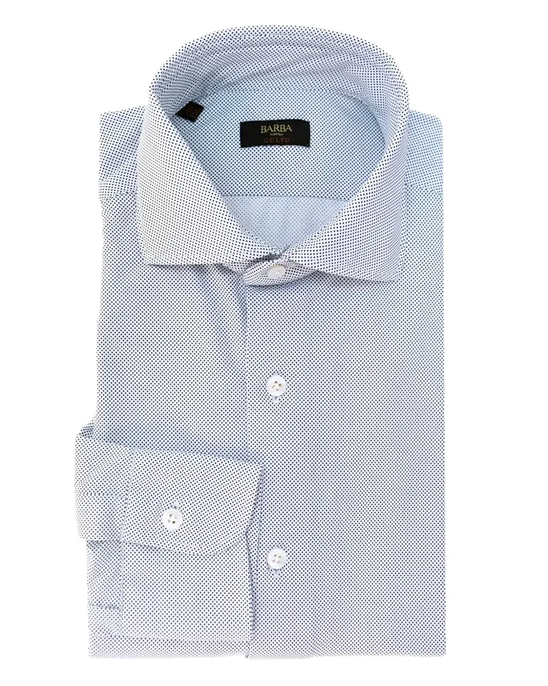 BARBA Hemd mit Mikro-Punktemuster - Blau Blau