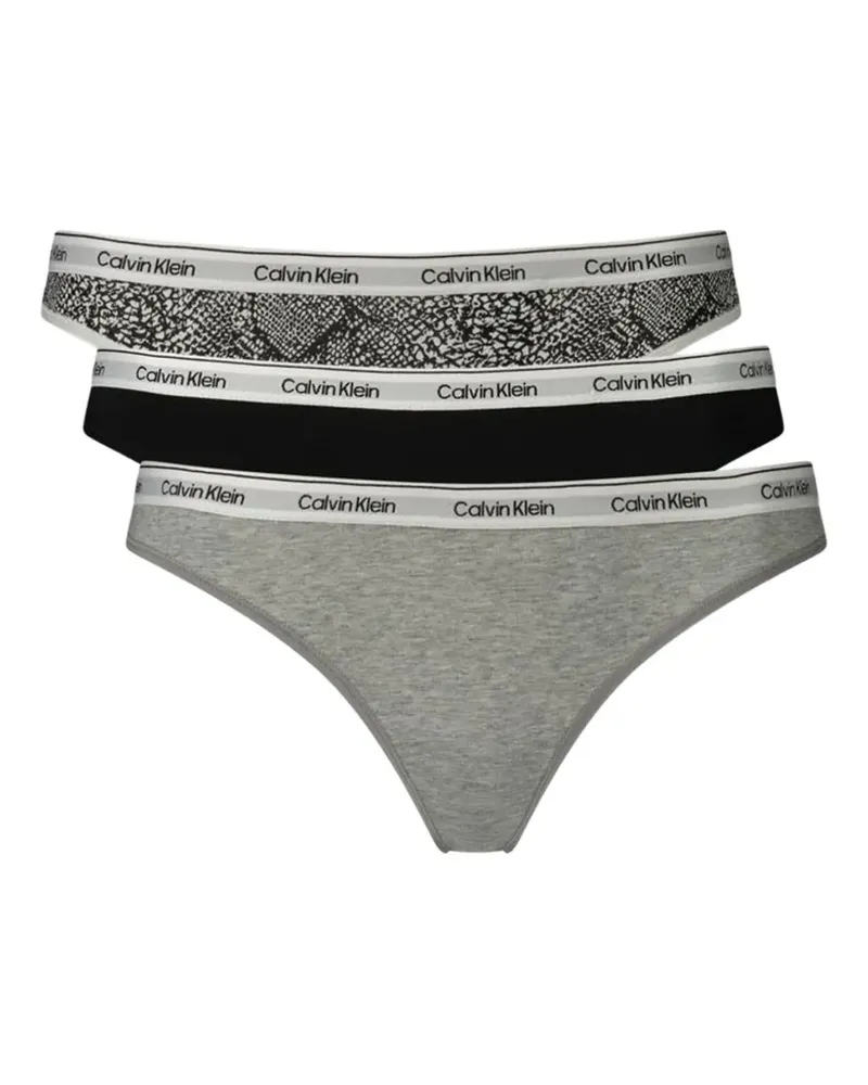 Calvin Klein logo-waistband cotton low thongs (set of three) - Grau Grau