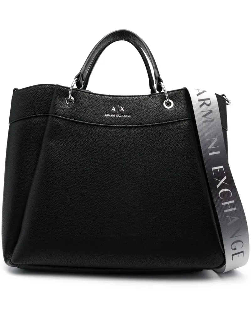 Armani Exchange Tote Bag mit Logo-Stempel - Schwarz Schwarz