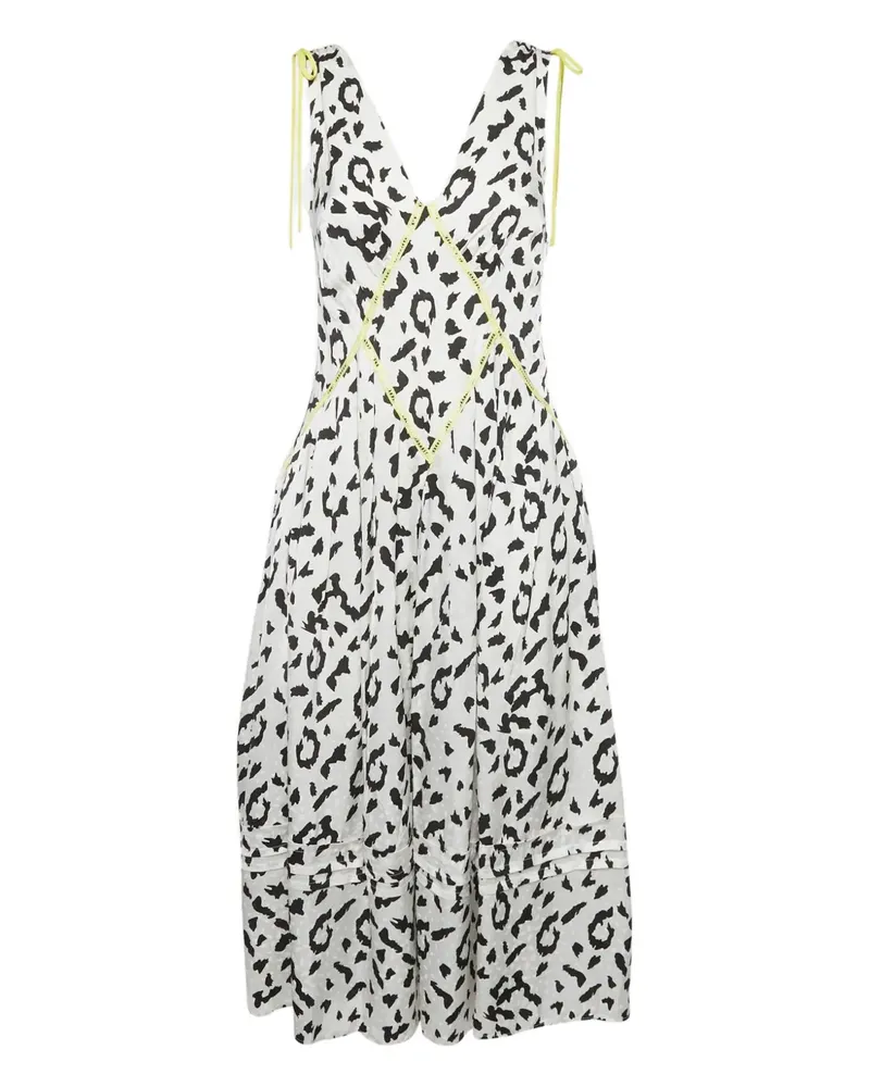 Self-Portrait Pre-owned Midikleid mit Leoparden-Print - Weiß Weiß