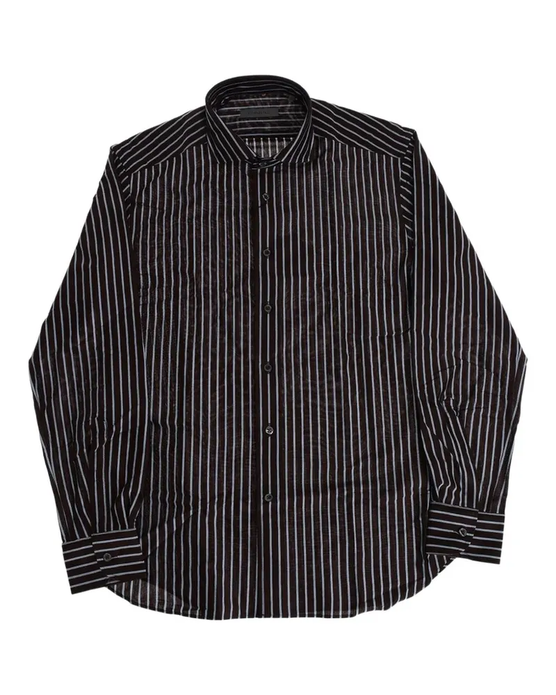 Corneliani striped french-collar shirt - Braun Braun