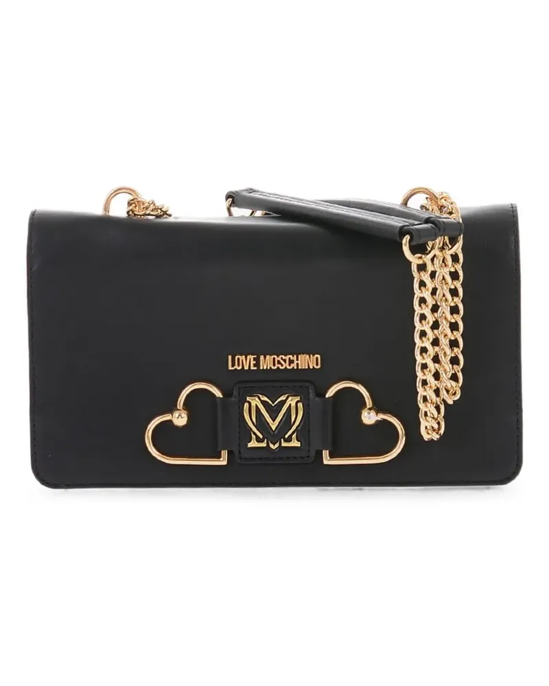 Moschino heart leather shoulder bag - Schwarz Schwarz