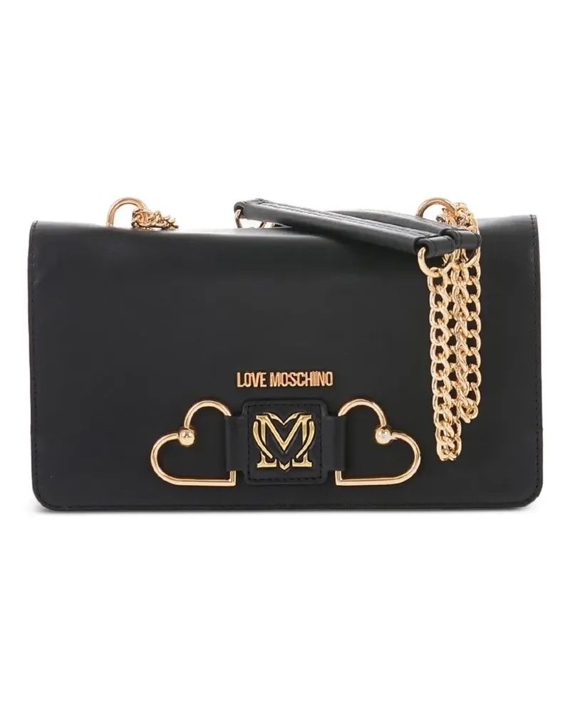 Moschino Heart Schultertasche aus Leder - Schwarz Schwarz