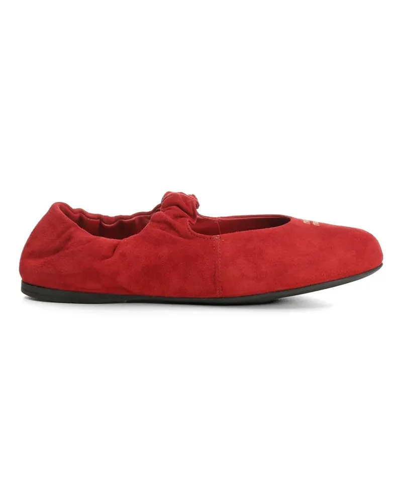 Miu Miu ruffled suede ballet flats - Rot Rot
